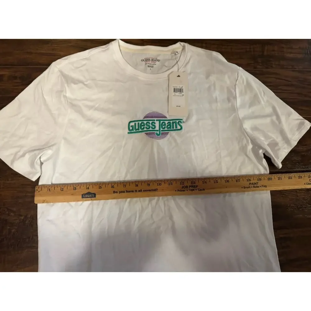 Guess Jeans Men's Logo Crew Short Sleeve Shirt L Large White